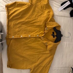 Mustard Yellow Cropped Button-Up Shirt